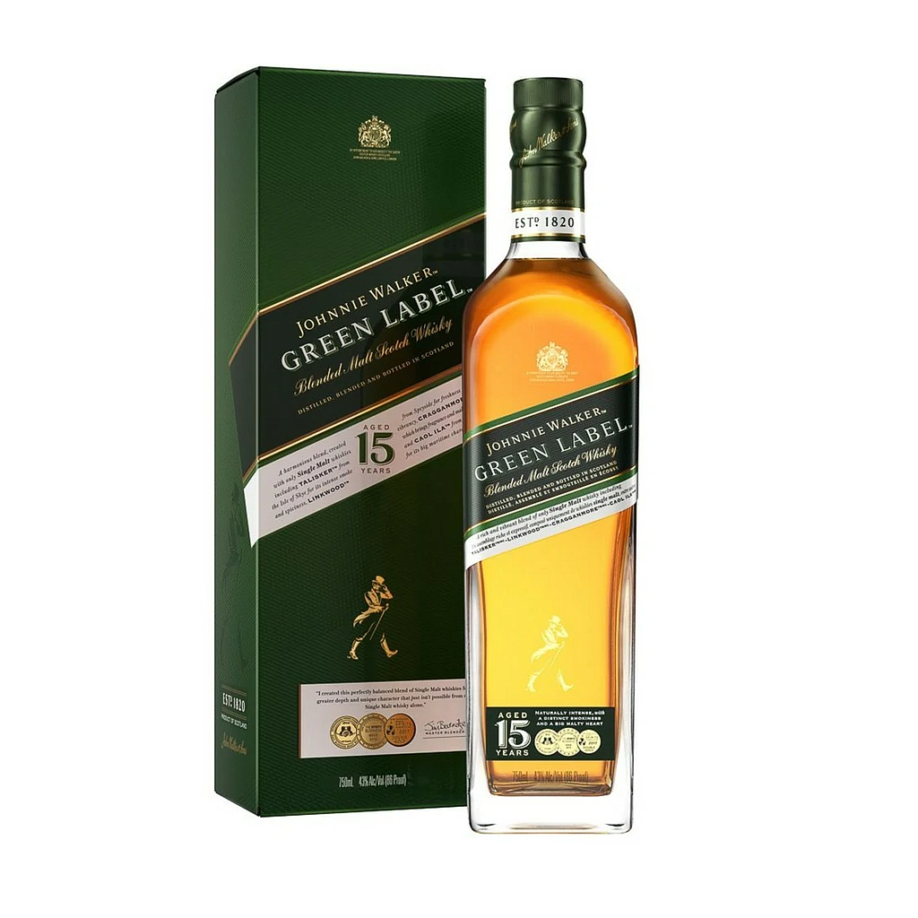 WHISKY ESCOCES JOHNNIE WALKER GREEN LABEL 750 ML
